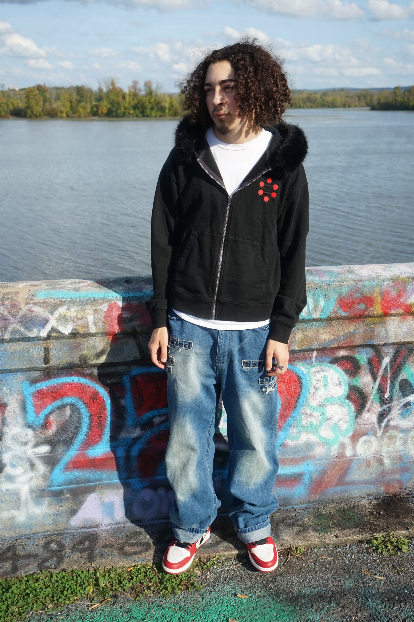 Black Divine dog Fur parka hoodie