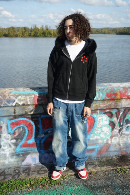 Black Divine dog Fur parka hoodie