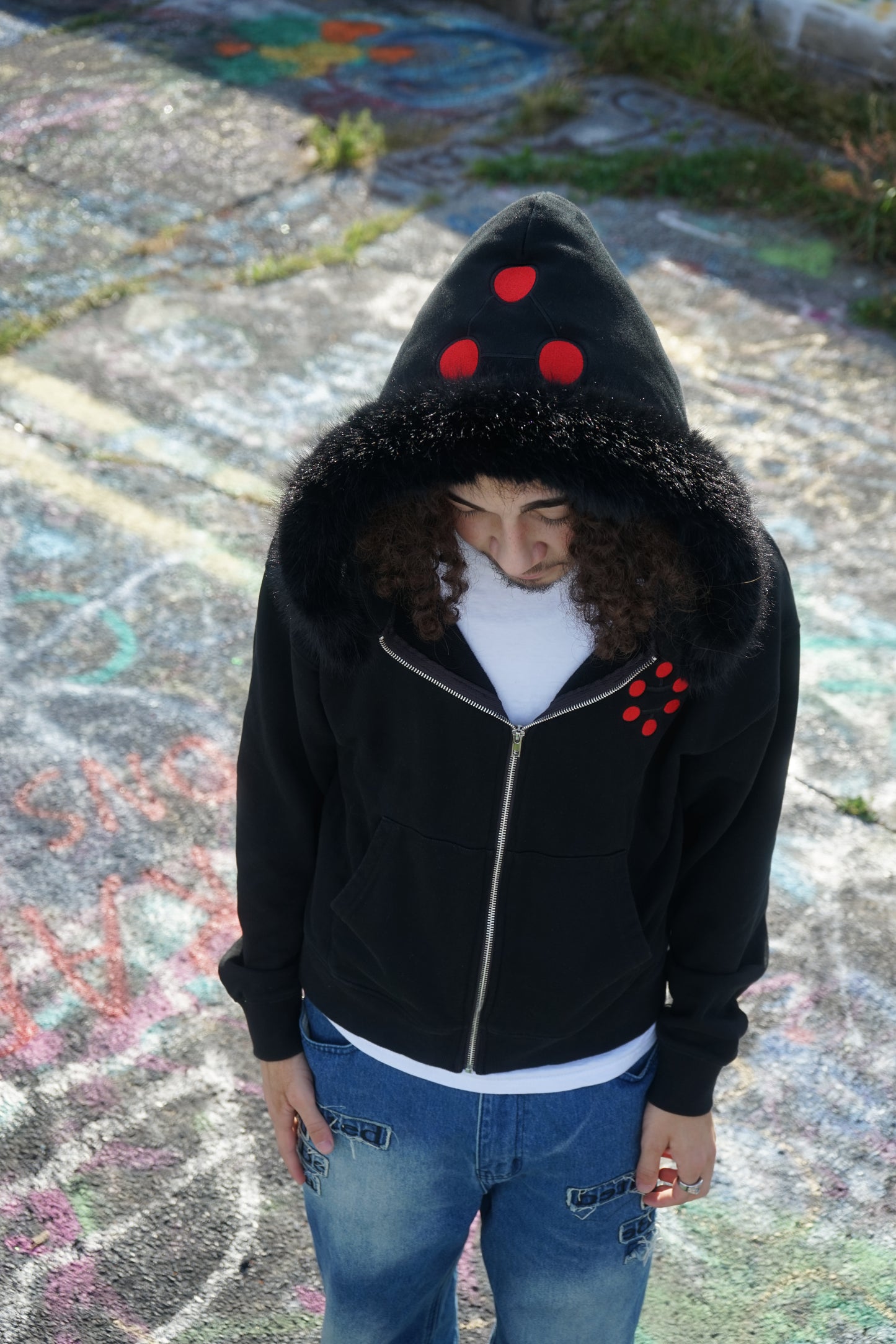 Black Divine dog Fur parka hoodie
