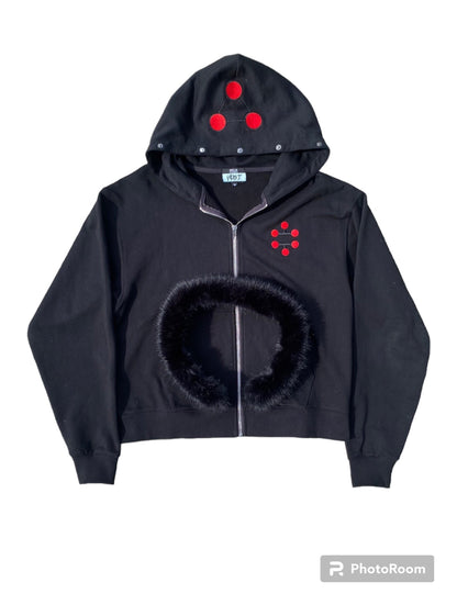 Black Divine dog Fur parka hoodie